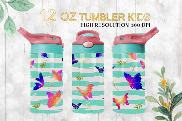 12oz Tumbler Kids Butterfly Wrap