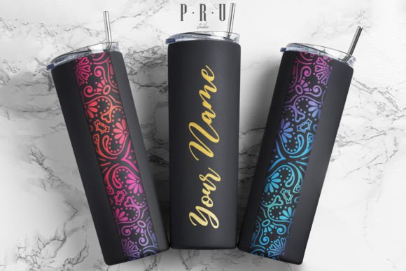 20oz Skinny Tumbler Mandala Custom Name