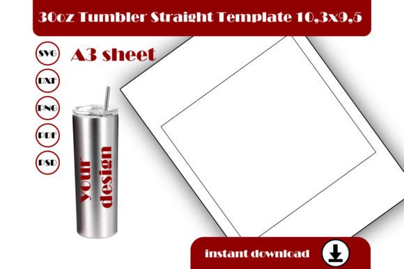 30oz Tumbler Straight Template