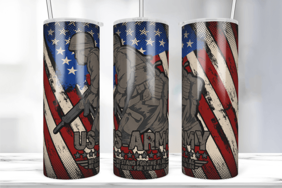 Army Usa Flag Veteran Tumbler Wrap