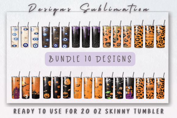 Bundle 10 Designs Halloween Tumbler Wrap
