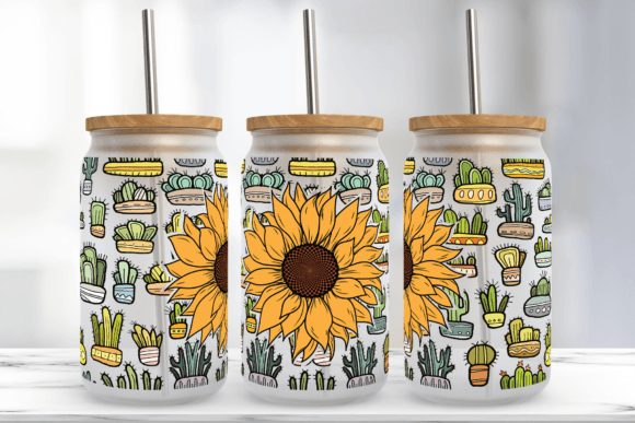 Cactus 16 Oz Libbey Glass Can Tumbler