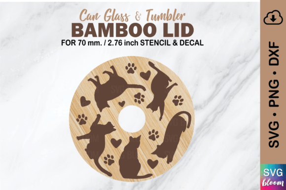 Cat Mom Libbey Can Glass Bamboo Lid SVG