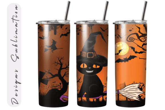 Cat Witch Halloween Tumbler Wrap