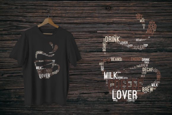 Coffee Cup Shape Cloud T-shirt Design