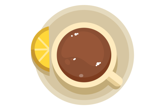 Cup of Tea with Lemon Slice on Saucer
