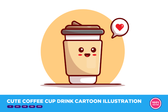 Cute Coffee Cup Drink Cartoon