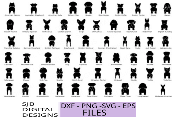 Dog Butt Silhouette Bundle SVG, PNG, DXF
