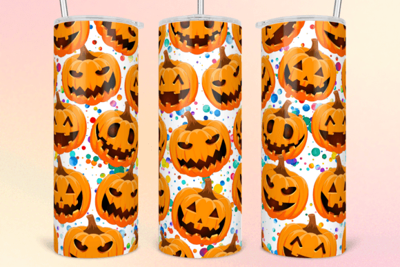 Halloween Pumpkins Glitter Tumbler Wrap