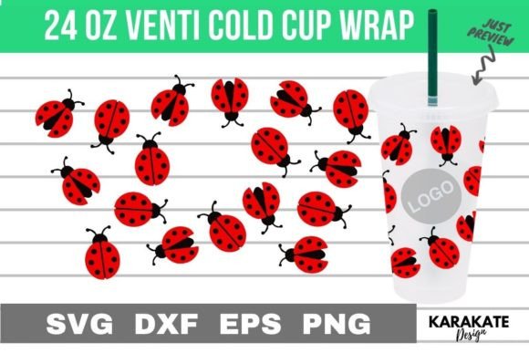 Ladybug, 24 Oz Venti Cup Hole Wrap