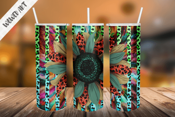 Leopard Sunflower Skinny Tumbler Wrap