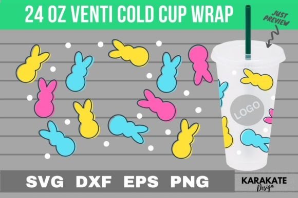 Pastel Bunnies 24 Oz Venti Hole Wrap SVG