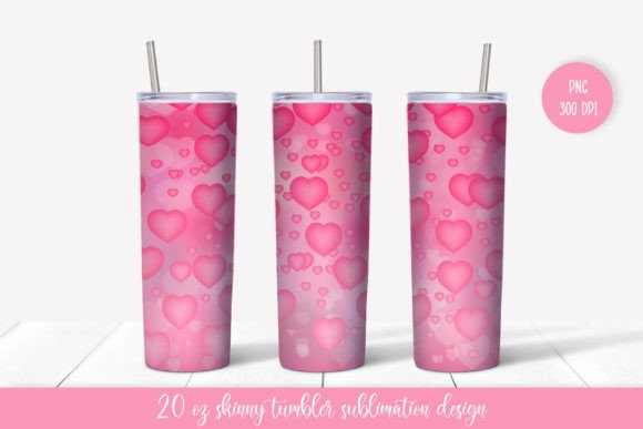 Pink Hearts Tumbler Sublimation Wrap