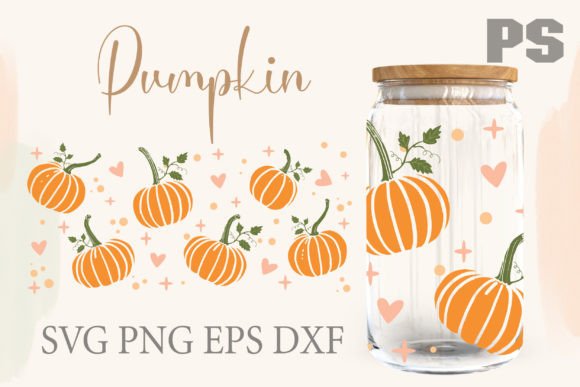 Pumpkin 16oz Glass Can SVG