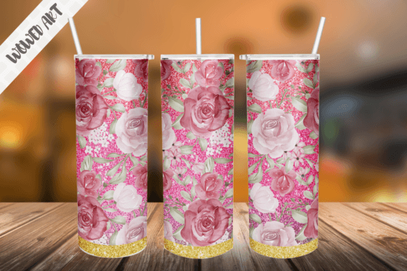 Rose Frowers 20 Oz Skinny Tumbler Wrap