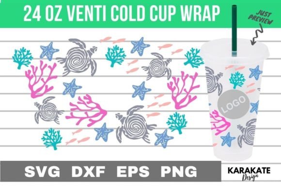 Sea Turtles, 24 Oz Venti Hole Wrap SVG