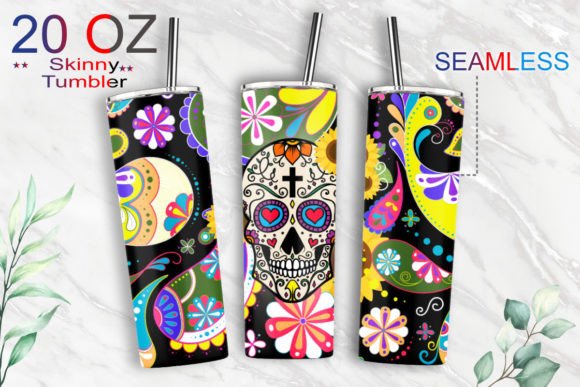 Skull Flower 20oz Skinny Tumbler