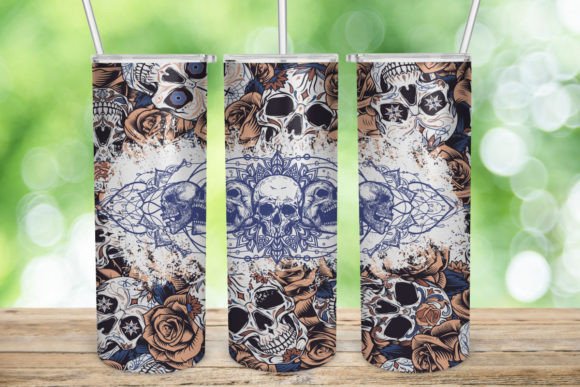 Skull Tumbler Wrap Skull Sublimation PNG