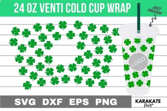 Small Shamrock 24 Oz Venti Hole Wrap SVG