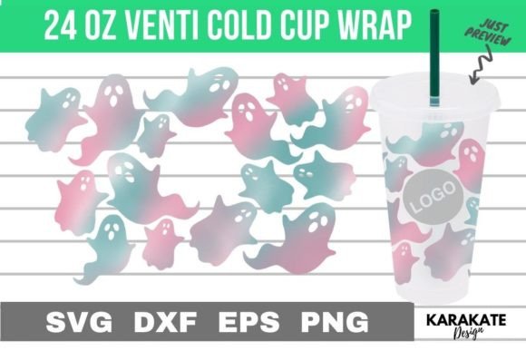Smiley Ghosts Venti Hole Wrap SVG
