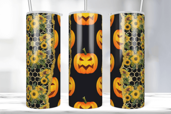 Sunflower Halloween Pumpkin Tumbler Wrap