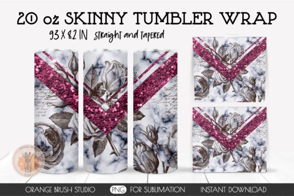 Vintage Glitter Roze 20 OZ Tumbler Wrap