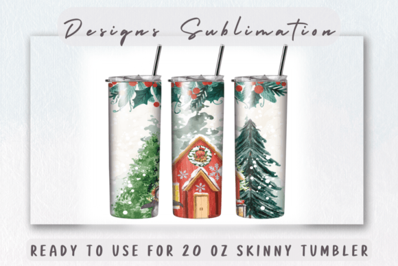 Watercolor Christmas House Tumbler