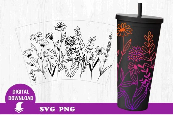 Wildflowers Tumbler Design. Fflorallower