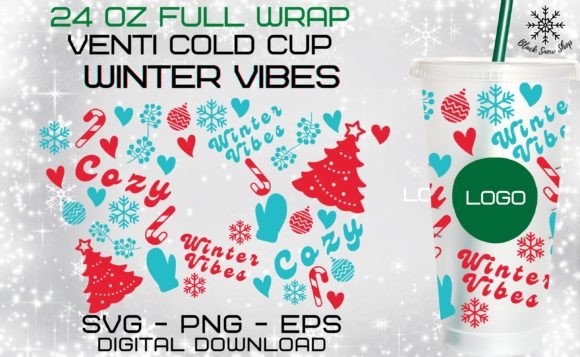 Winter Vibes Christmas Wrap Cold Cup