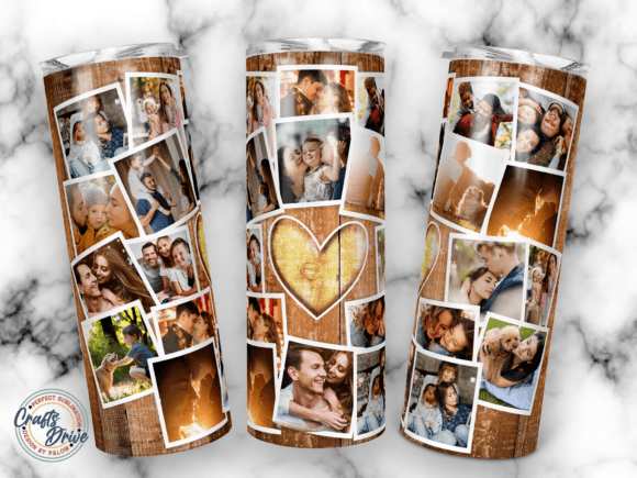 Wood Photo Tumbler Collage 20oz PNG