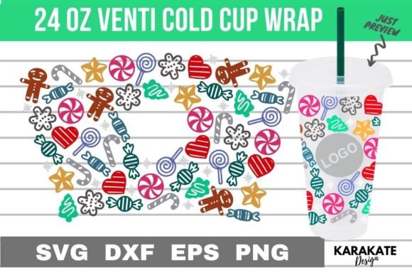 Xmas Candies Venti Hole Wrap SVG